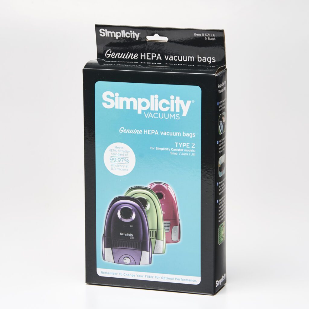 Simplicity HEPA Vacuum Bags Type Z Woody Mann Vacuums